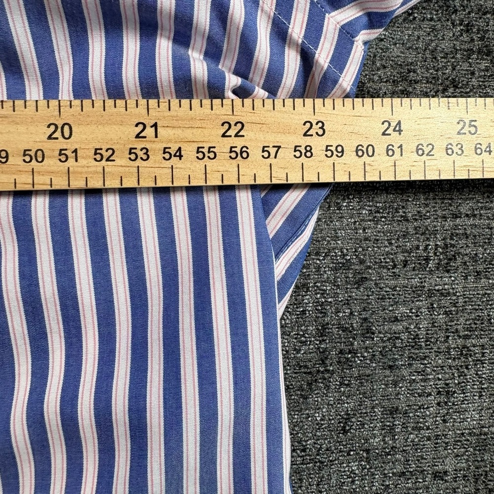 Charles Tyrwhitt Button Down Mens L Blue Striped Non-Iron Classic Fit Shirt - Picture 5 of 8